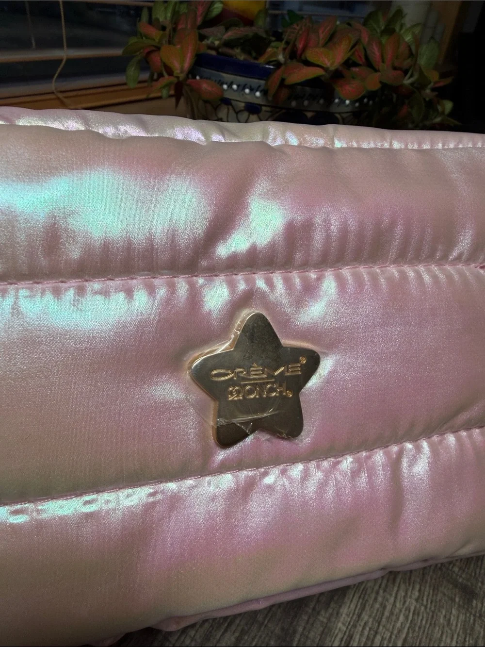 🍒5 for $40🍒The Creme Shop Hollywood Pink Iridescent Quilted Cosmetic Pouch